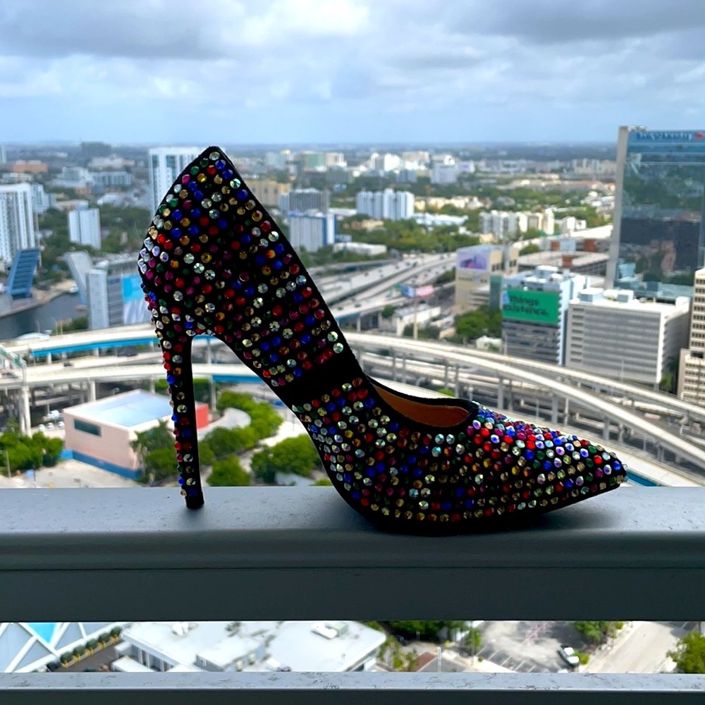 MOVING SALE EVERYTHING HAS TO GO THIS WEEK!! Multi colored rhinestones heels